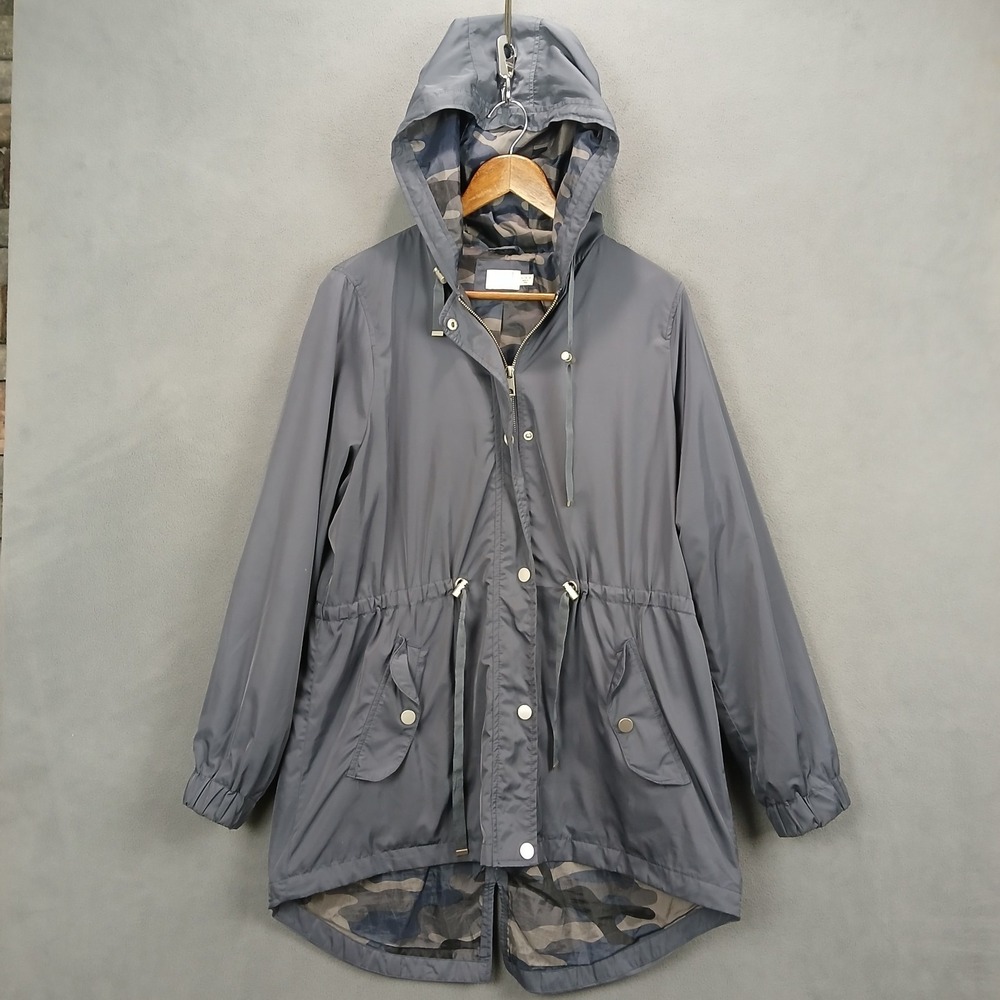 Time And Tru Rain Jacket Womens XL(16-18) Blue Insulated Hooded Full Zip Thermal